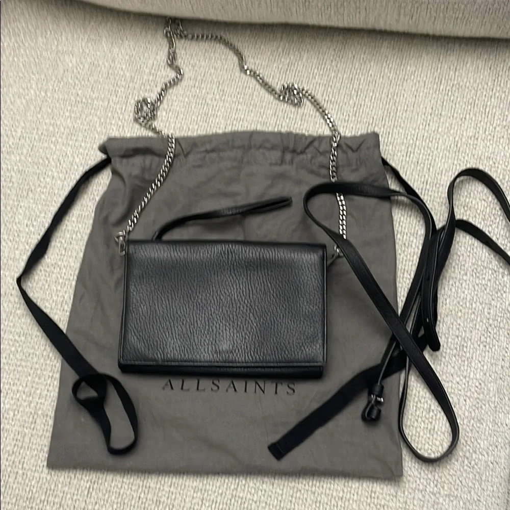 All Saints Black Crossbody Bag Minimalist Design - Picture 1 of 7